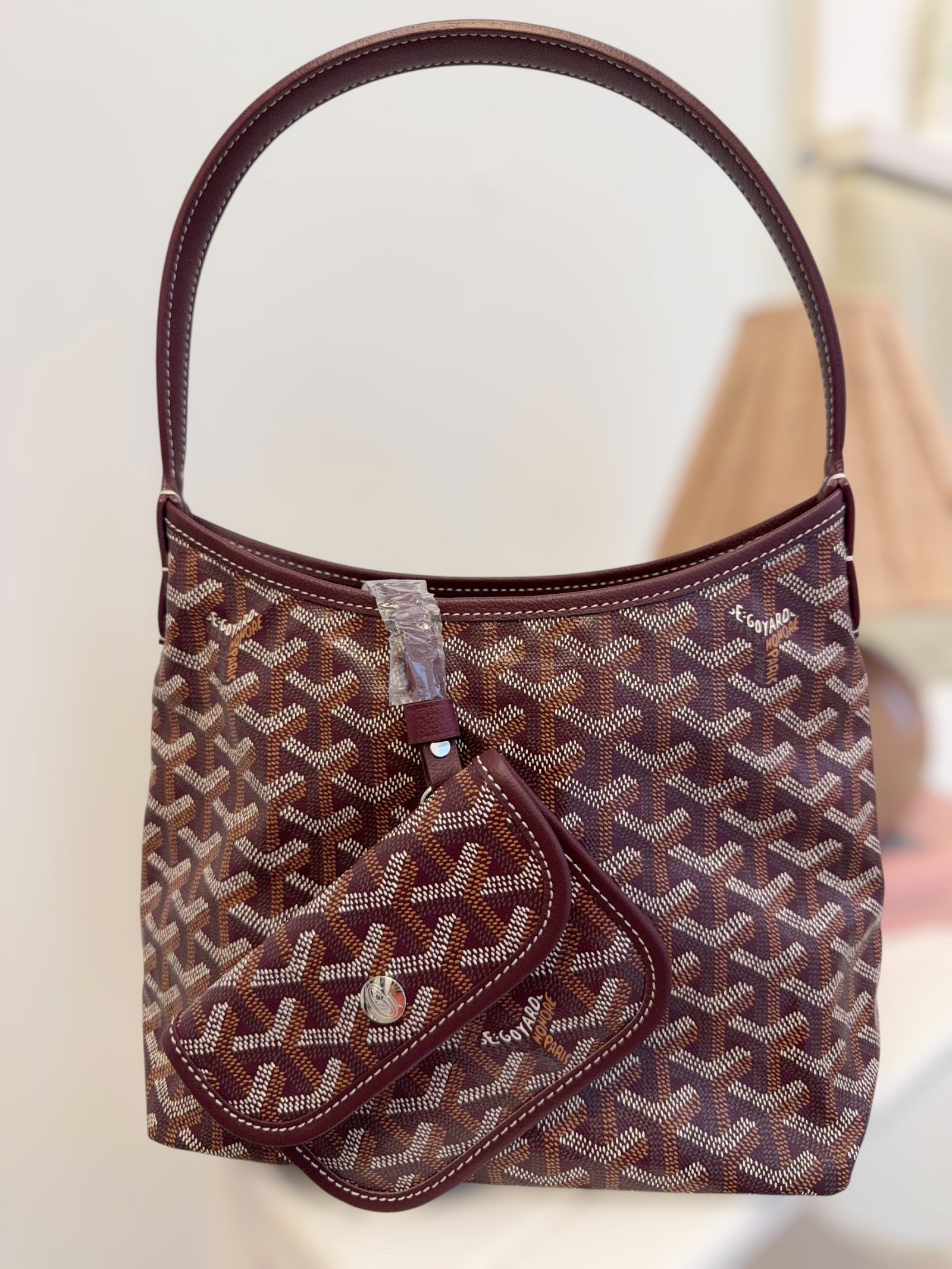 Goyard 95% New-Goyard Mini Hobo-Burgundy