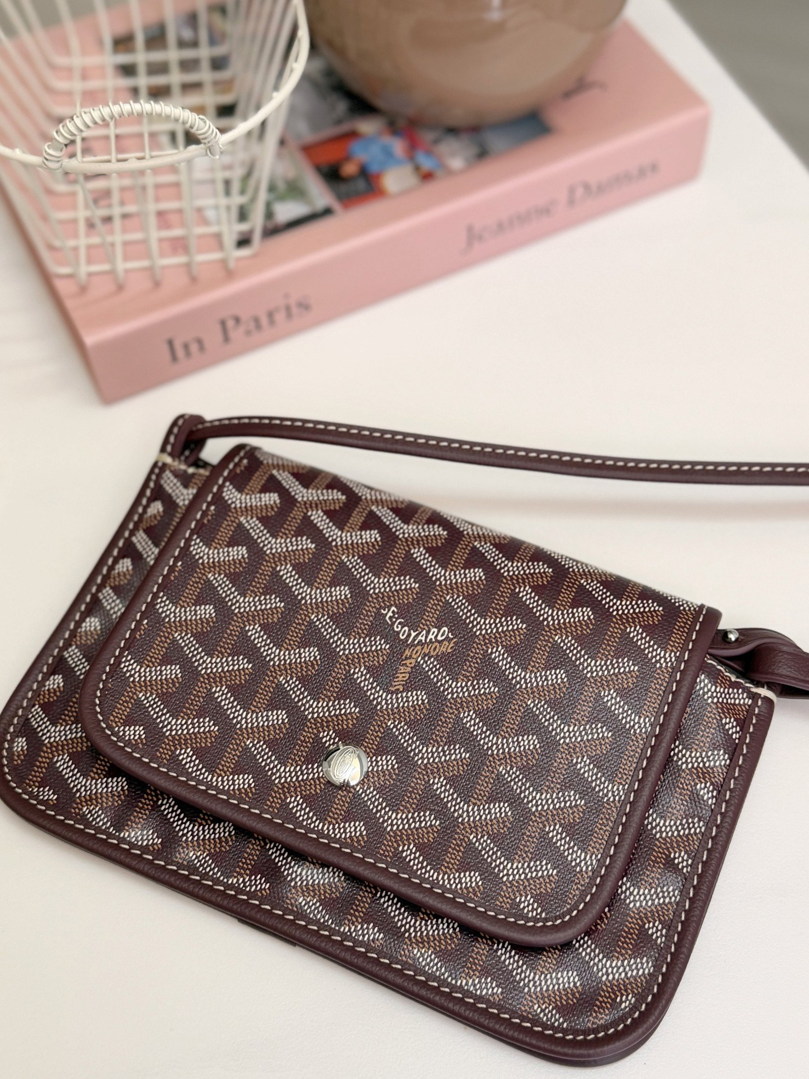 Goyard 95% New Goyard Plumet Pocket Wallet-Burgundy