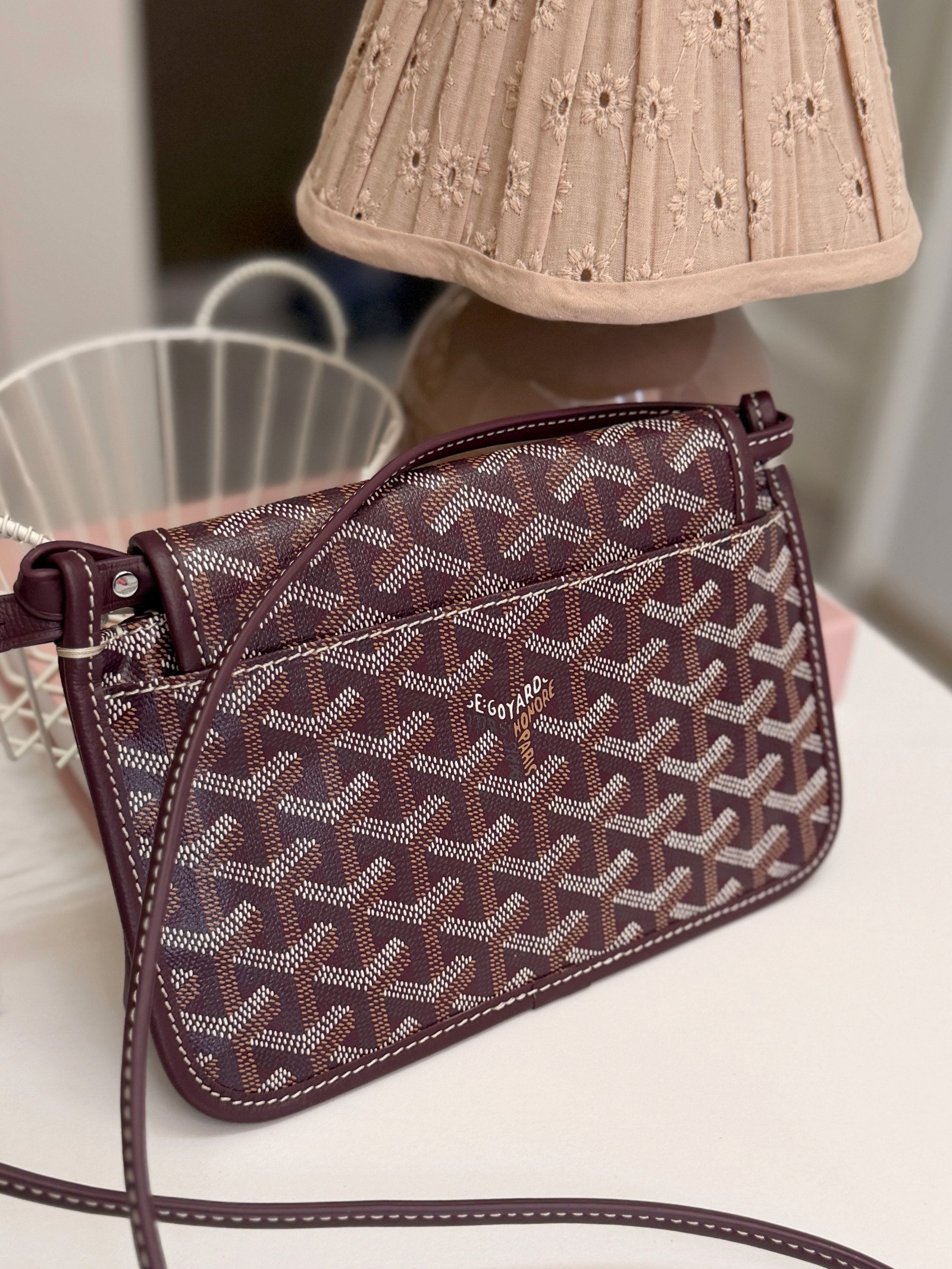 Goyard 95% New Goyard Plumet Pocket Wallet-Burgundy