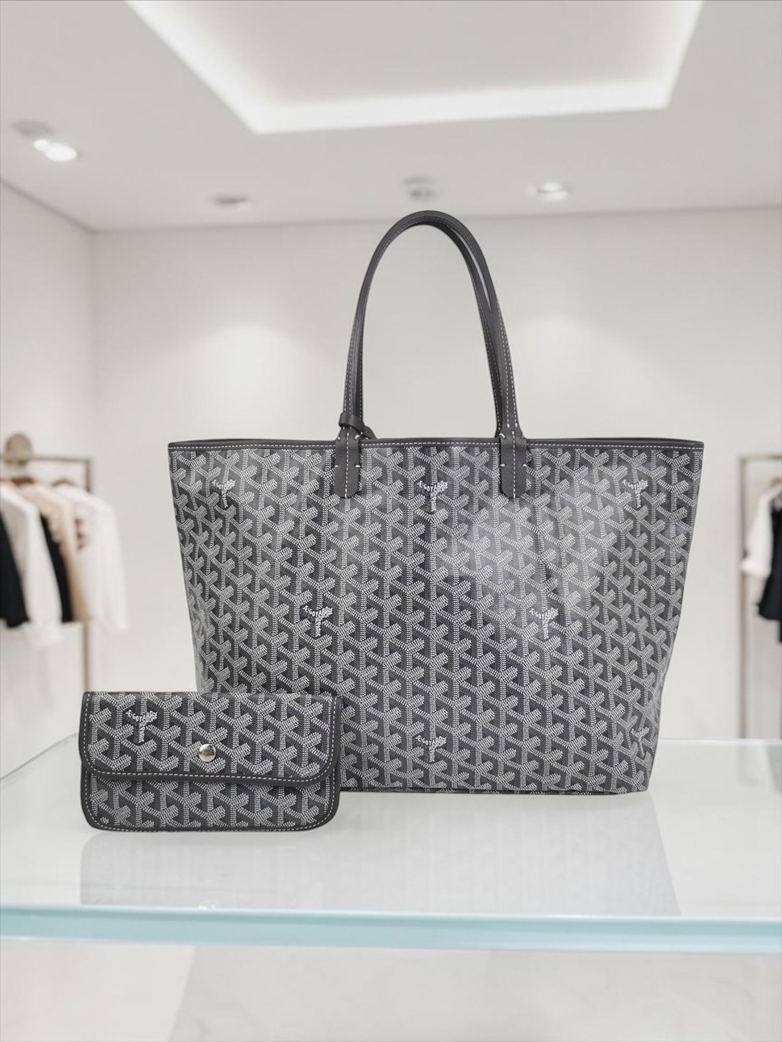 Goyard 95% New Goyard St Louis Tote-PM Grey